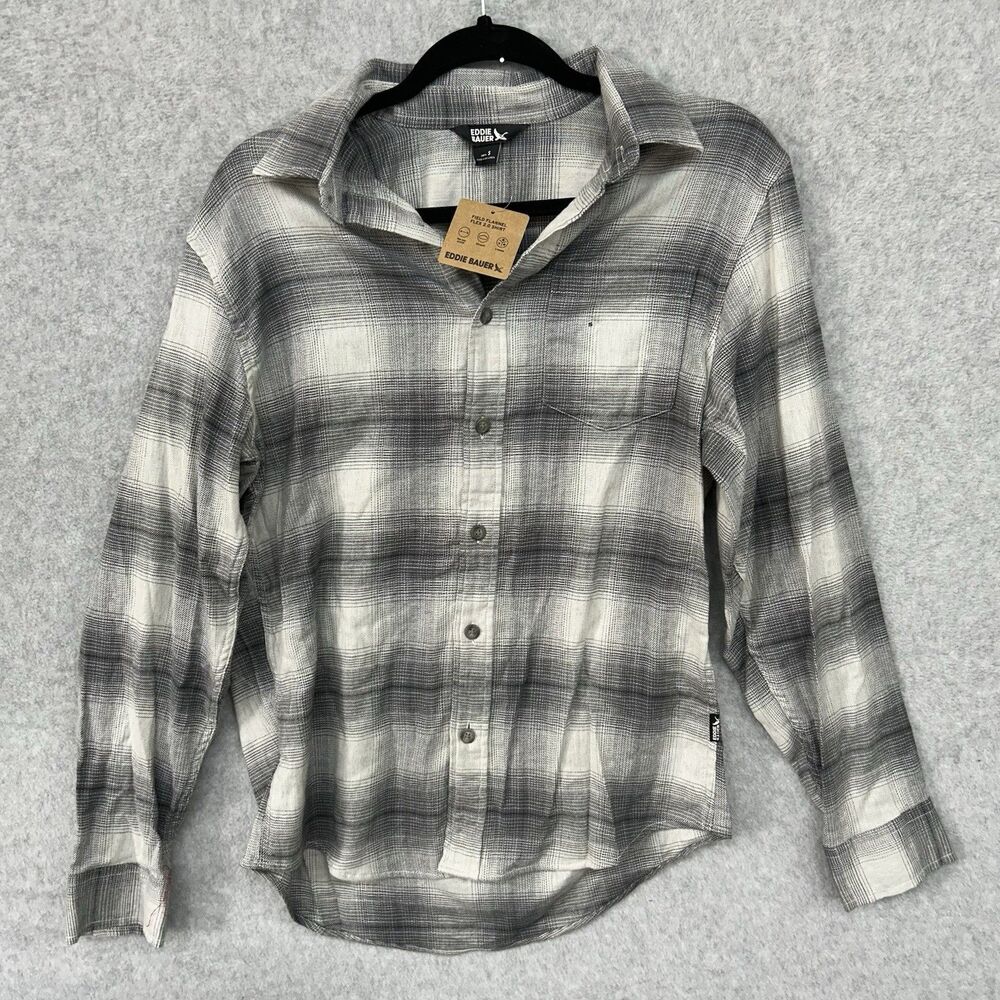 NWT Eddie Bauer Shirt Field Flannel Flex Shirt Mens Size Large Utility Shadow